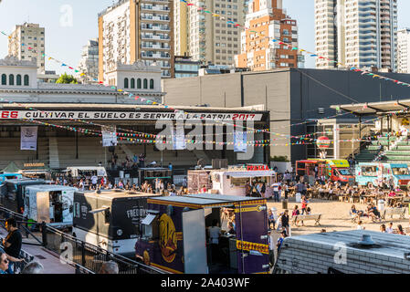 Buenos Aires, Argentina - November 25, 2017: People at a street food market Stock Photo