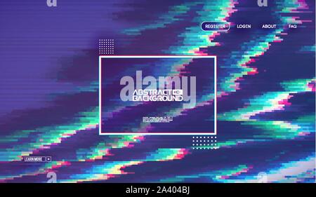 Glitch art digital vector illustration. Graphic vector art. Glitch digital color pixel noise. Abstract grunge texture. Stock Vector
