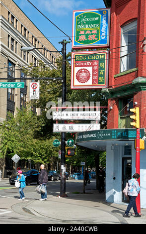 Vancouver BC Canada Chinatown  street scene in the Autumn 2019. Street scene is Chinatown, Vancouver Canada. Stock Photo