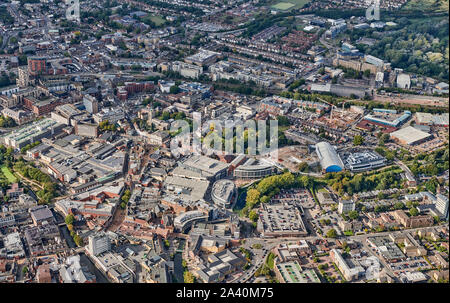 An aerial view of Chelmsford Town centre, South East England, UK Stock Photo