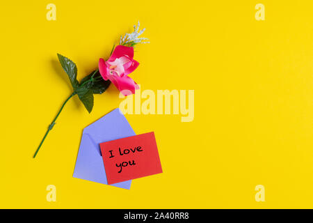 Small wishes cards on a colored background Stock Photo