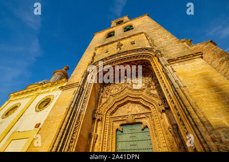 Gothic style Church of Santiago in Utrera, Sevilla province. Southern Andalusia, Spain. Europe Stock Photo