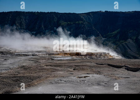 Steaming hot spring in Cleopatra terrace inYellowstone Stock Photo