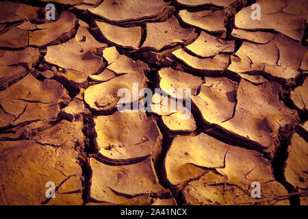 Infertile land burned by the sun: famine and poverty concept - toned image Stock Photo