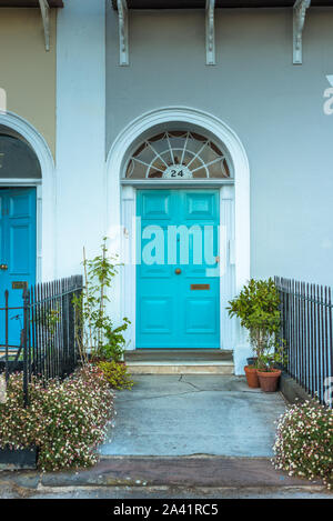 Georgian door on Royal York Crescent in Clifton Village, Bristol, England. UK. Stock Photo