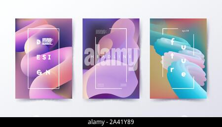 Abstract multicolor gradient shapes. Blurred vibrant elements Stock Vector