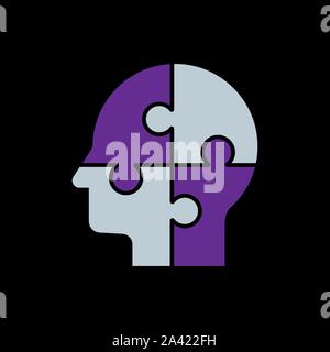 Human s head with puzzles for psychology concept. Vector illustration Stock Vector