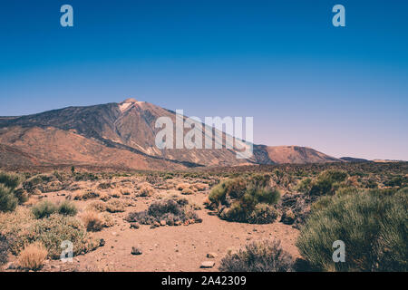 Mountain landscape and volcano Pico del Teide, National Park of Tenerife, Spain Stock Photo