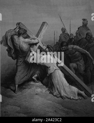 Engraving of The Arrival at Calvary by Gustave Doré Stock Photo - Alamy