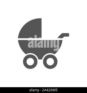 Baby buggy simple icon grey color on white background. Vector illustration. EPS 10 Stock Vector