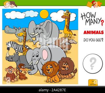 count cartoon animals educational game coloring page Stock Vector Image ...