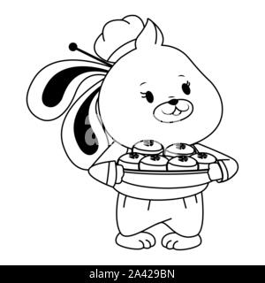 Cartoon Rabbit and food icon, flat design Stock Vector