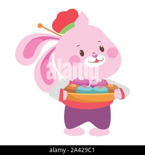 Cartoon Rabbit and food icon, flat design Stock Vector