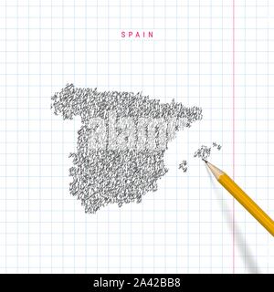 Premium Vector  Spain map hand drawn sketch vector concept illustration  flag childrens drawing scribble map country map for infographic brochures  and presentations isolated on white background vector illustration