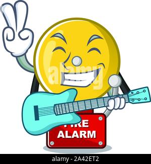 With guitar fire alarm with the character shape Stock Vector