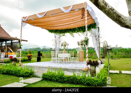 rustic wedding concept outdoor altar Stock Photo