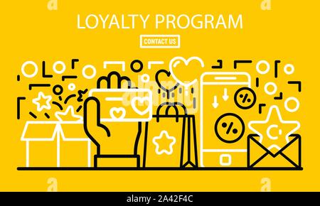 Loyalty program banner, outline style Stock Vector
