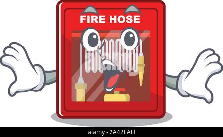 Surprised fire hose cabinet with cartoon shape Stock Vector