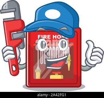 Plumber fire hose cabinet on the cartoon Stock Vector