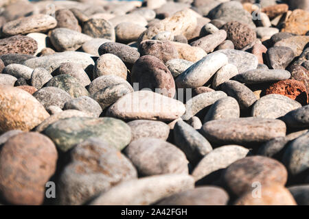 stones closeup on pebble stone beach - pebbles macro Stock Photo