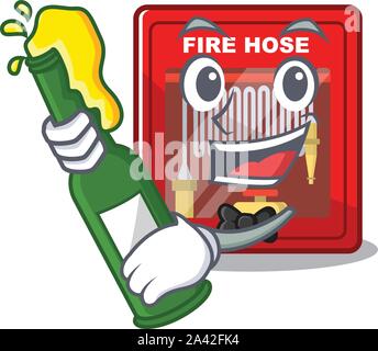 With beer fire hose cabinet on the cartoon Stock Vector