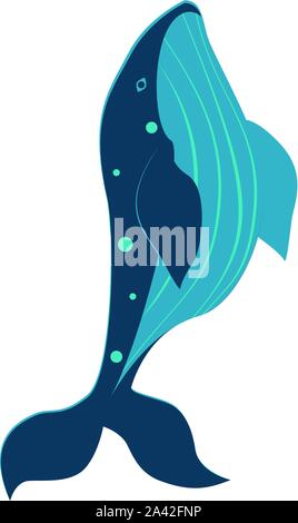 Abstract stylized cartoon whale silhouette, minimalist illustration Stock Vector