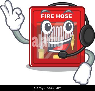 With headphone fire hose cabinet on the cartoon Stock Vector