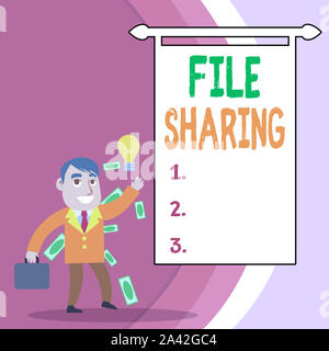 Handwriting text File Sharing. Conceptual photo transmit files from one computer to another over a network Successful Businessman or Clerk Generating Stock Photo