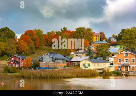 Panoramic view of Porvoo Old town of in Finland. Stock Photo
