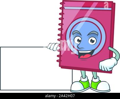 Thumbs up with board red closed book with character mascot Stock Vector