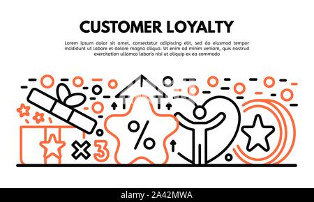 Customer loyalty banner, outline style Stock Vector