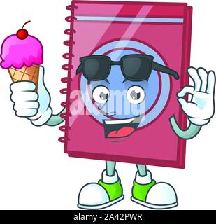 With ice cream red closed book for education object. Stock Vector