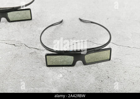 3D glasses. filetley. on concrete. place for writing Stock Photo