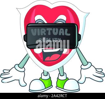 Virtual reality cross shield in the cartoon character Stock Vector