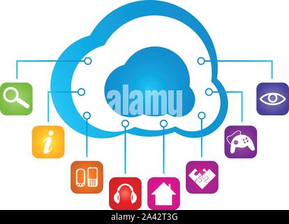 Cloud, Apps, Programs, Logo Stock Vector