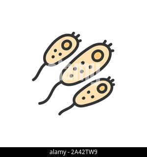 Vector probiotic, bacteria, germ flat color line icon. Stock Vector