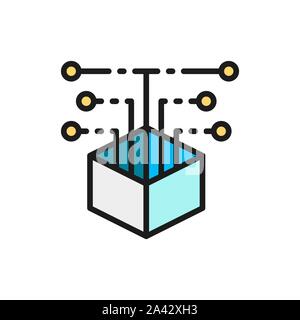 Open source code, web development flat color line icon. Stock Vector