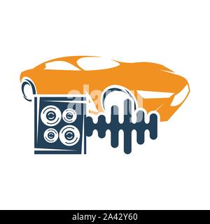 Audio Car System Speaker Box Beat Logo Template Isolated Icon Stock Vector