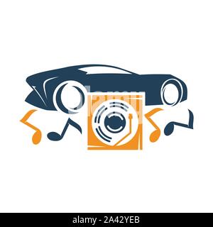Audio Car System Music Disc Logo Template Isolated Icon Symbol Stock Vector