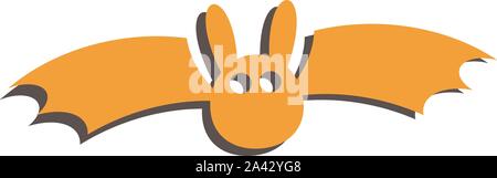 orange halloween bat isolated on white vector illustration Stock Vector