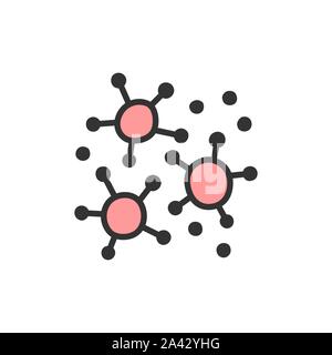 Vector microbes, bacteria flat color line icon. Stock Vector