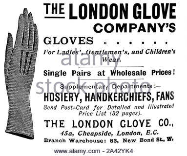 Victorian era, London Glove Company, vintage advertising from 1897 Stock Photo