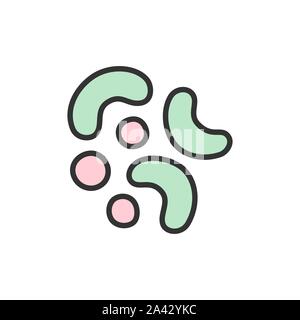 Vector probiotics bacteria flat color line icon. Stock Vector