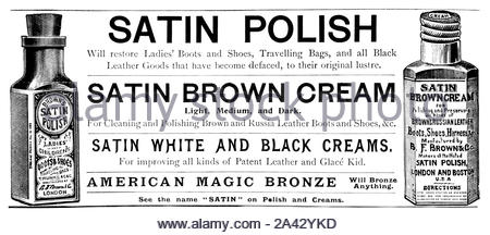 Victorian era, Satin shoe polish, vintage advertising from 1897 Stock Photo