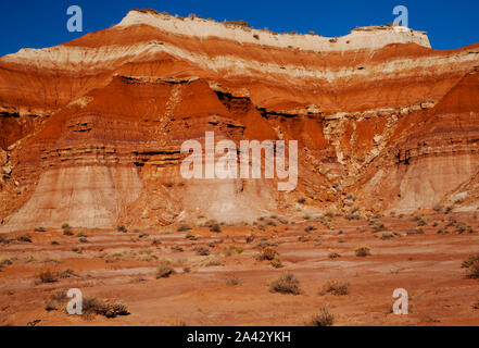 Layered sedimentary rock in the Grand Staircase Escalante National Monument, Utah. Stock Photo