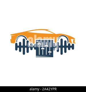 Audio Car System Equalizer beat Logo Template Isolated Icon Stock Vector