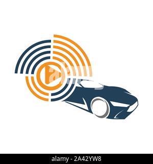 Audio Car System Player Logo Template Isolated Icon Symbol Stock Vector