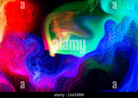 Set of colored lights on black background Stock Photo