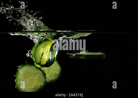 cucumber gin vodka gintonic cocktail bubbles Stock Photo