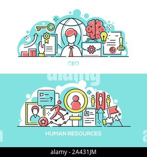 Company CEO and human resources banner template Stock Vector